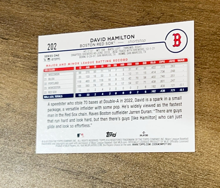 David Hamilton 2024 Topps 202 trading card image rear