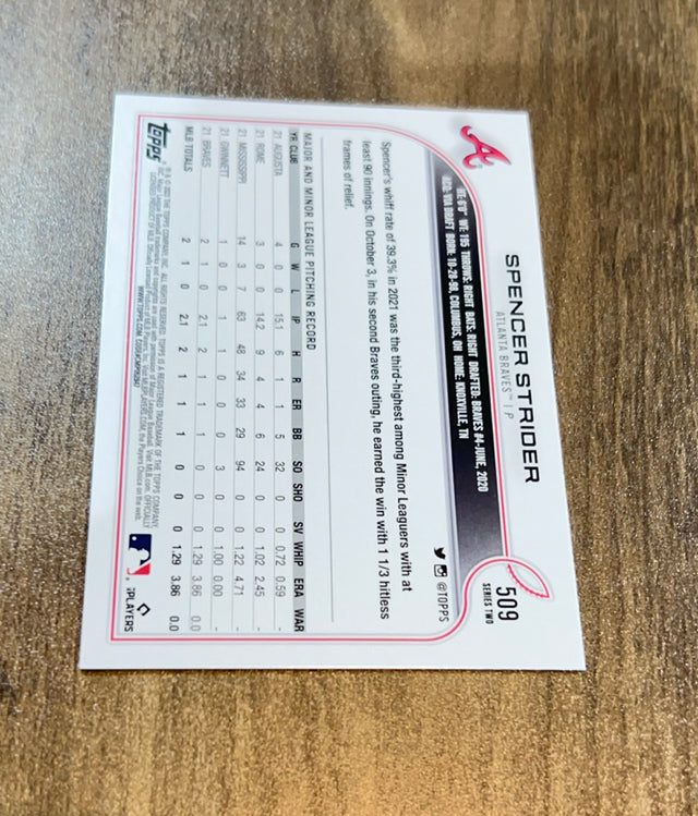 Spencer Strider 2022 Topps trading card Topps