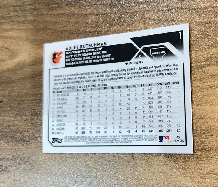 Adley Rutschman 2023 Topps Chrome X-Fractors 1 trading card image rear