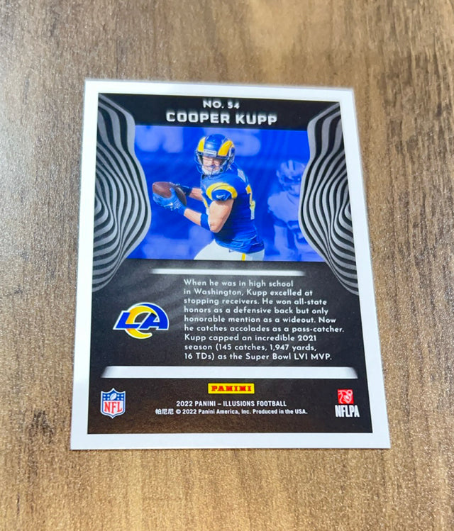 Cooper Kupp 2022 Panini Illusions Trophy Collection Teal trading card image rear