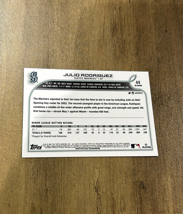 Julio Rodriguez 2022 Topps UK Edition trading card Topps