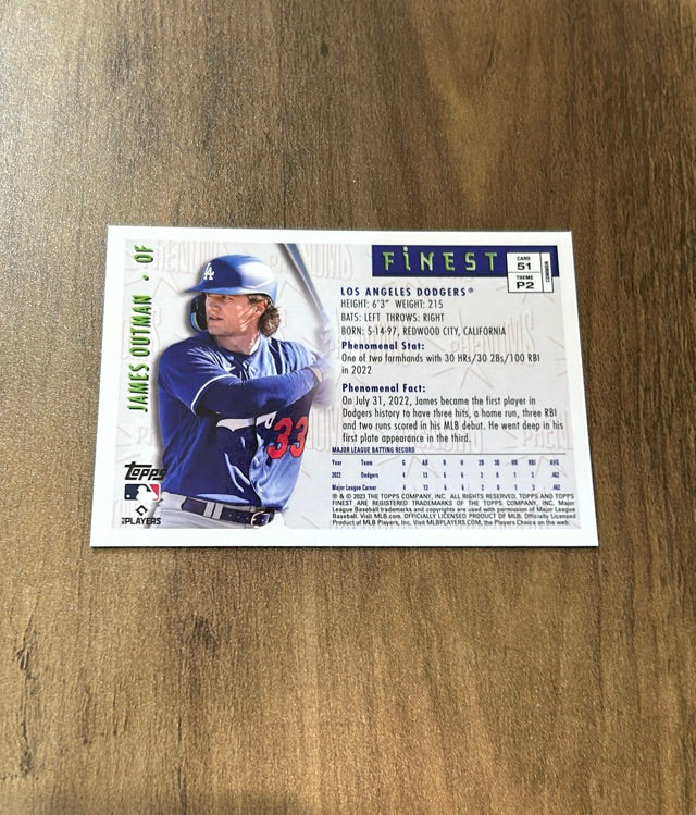 James Outman 2023 Finest Flashbacks 51 trading card image rear