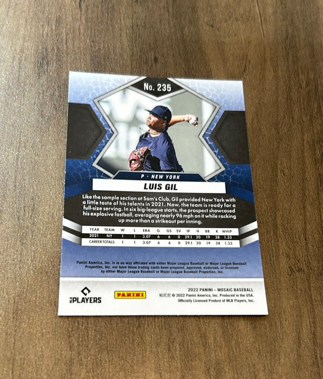 Luis Gil 2022 Panini Mosaic trading card Panini