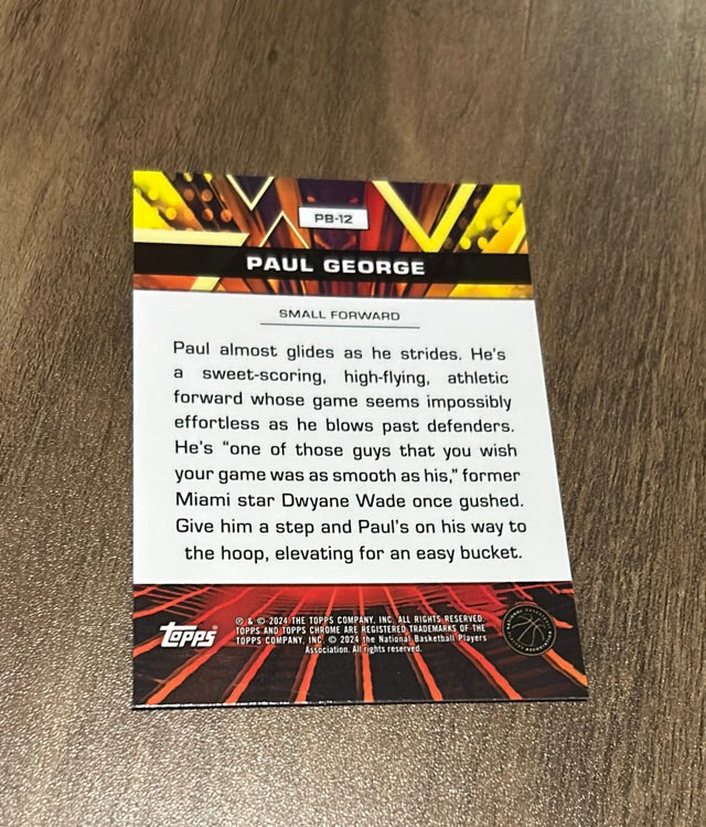 Paul George 2023-24 Topps Chrome - Power Boosters PB-12 trading card image rear