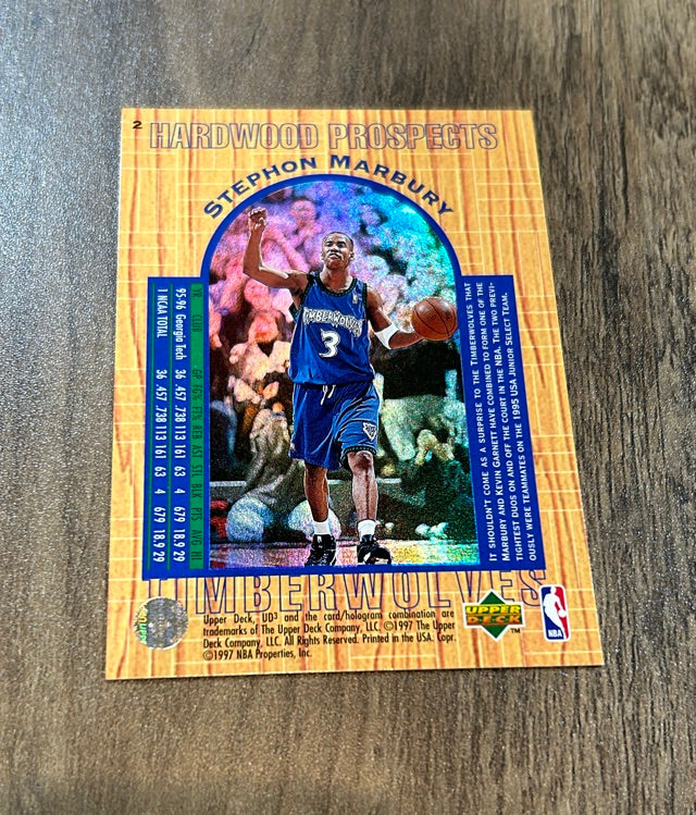 Stephon Marbury 1996 Upper Deck UD3 2 trading card image rear
