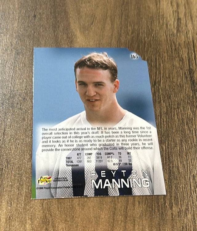 Peyton Manning 1998 Playoff Absolute Retail 165 trading card image rear
