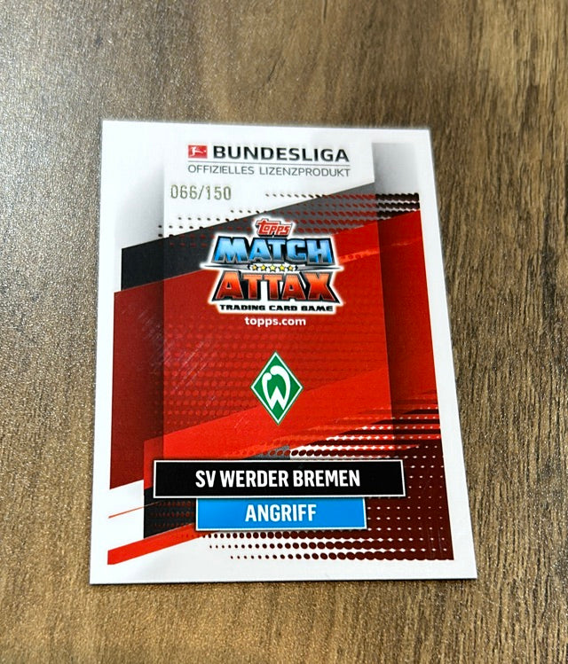 Niclas Füllkrug 2020-21 Topps Chrome Match Attax Bundesliga Blue trading card back