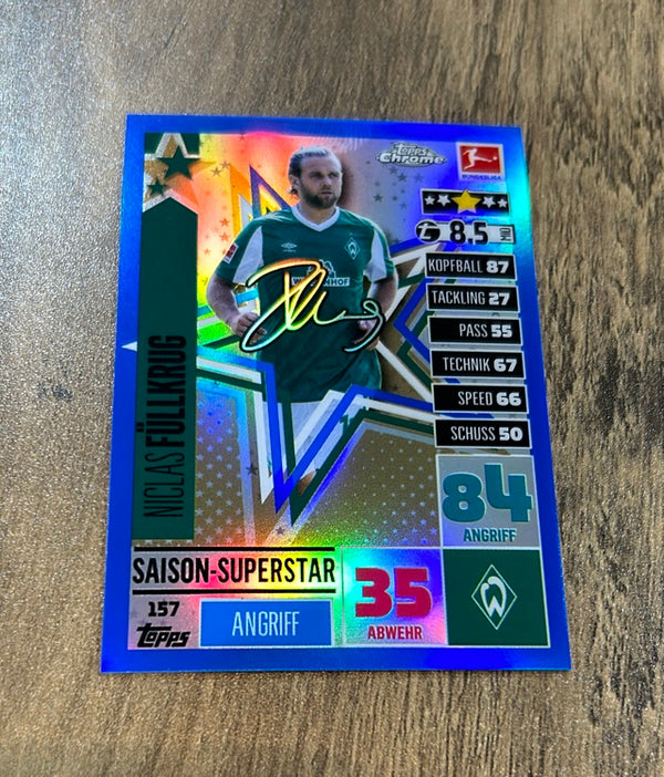 Niclas Füllkrug 2020-21 Topps Chrome Match Attax Bundesliga Blue trading card