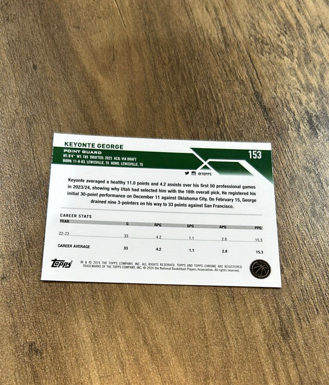 Keyonte George 2023-24 Topps Chrome 153 trading card image rear