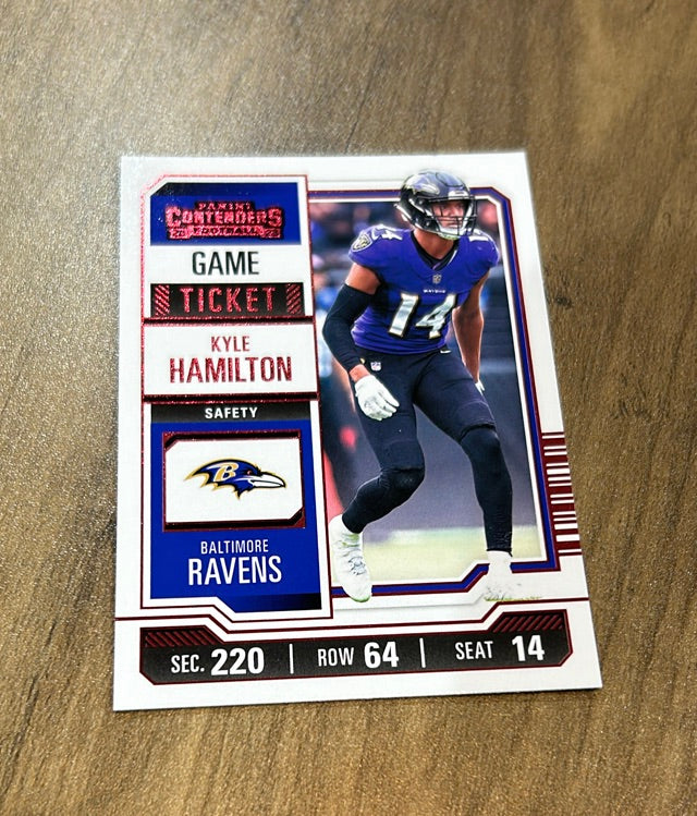 Kyle Hamilton 2023 Panini Contenders Game Ticket Red trading card image front