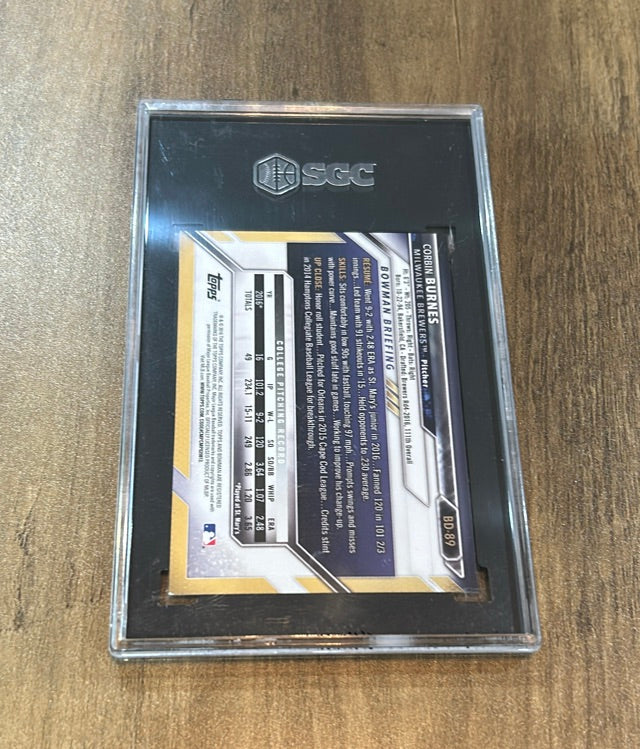 Corbin Burnes 2016 Bowman Draft trading card Bowman