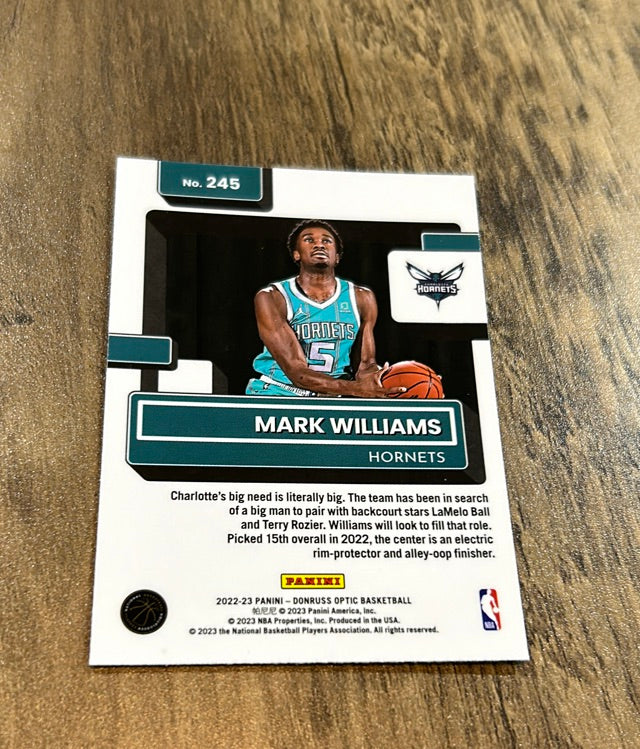 Mark Williams 2022-23 Donruss Optic 245 trading card image rear