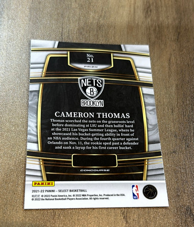 Cameron Thomas 2021-22 Panini Select - Silver Prizms 21 trading card image rear