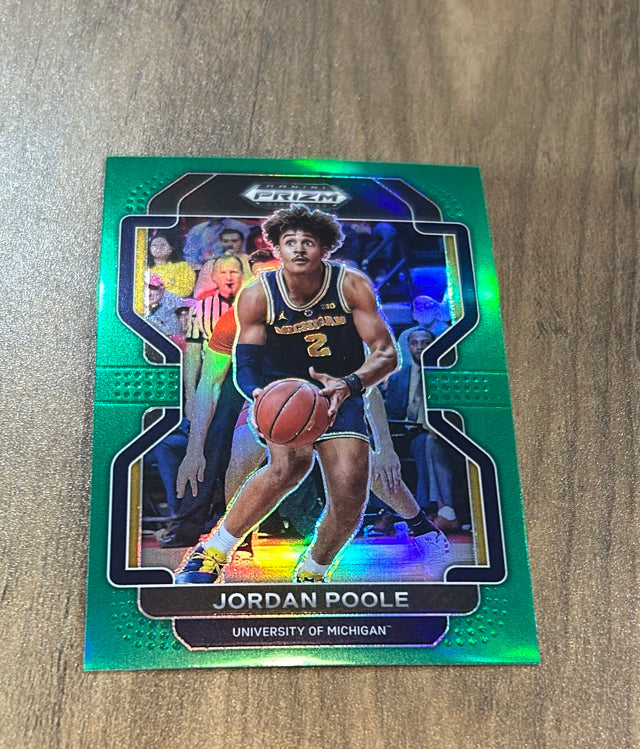 Jordan Poole 2022 Panini Prizm Draft Picks Green 28 trading card image front