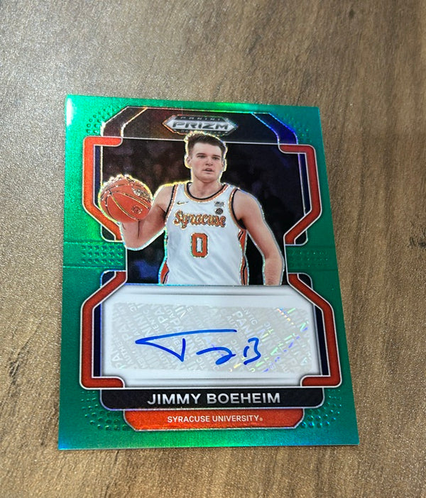 Jimmy Boeheim 2022 Panini Prizm Draft Picks Autograph Green DP-JIM trading card image front