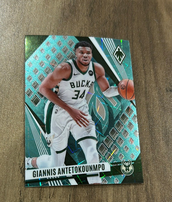 Giannis Antetokounmpo 2023-24 Panini Phoenix Teal Lazer 176 trading card image front