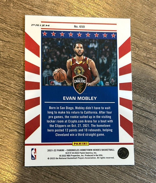Evan Mobley 2021-22 Panini Chronicles Hometown Heroes - Silver 650 trading card image rear