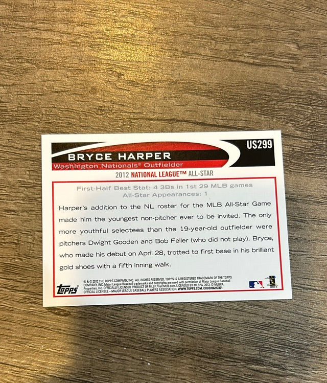Bryce Harper 2012 Topps Update trading card Topps