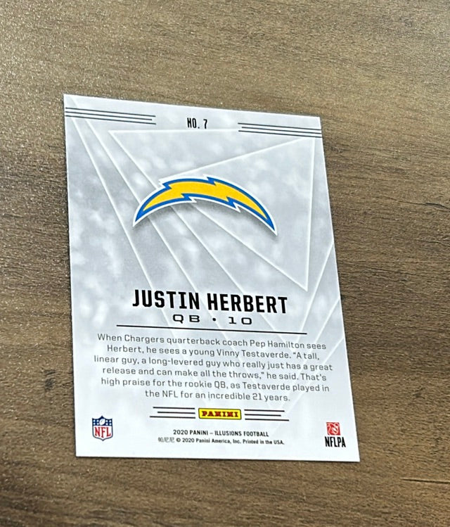 Justin Herbert 2020 Panini Illusions Retail trading card image rear