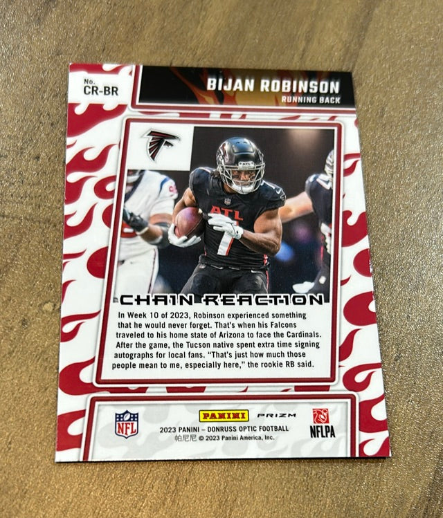 Bijan Robinson 2023 Donruss Optic Chain Reaction trading card back