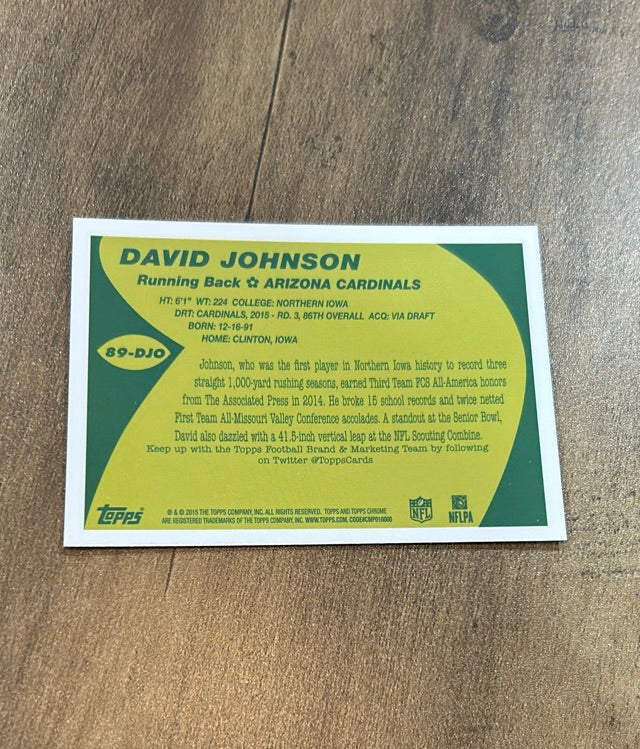 David Johnson 2015 Topps Chrome - 1989 Super Rookies 89-DJO trading card image rear