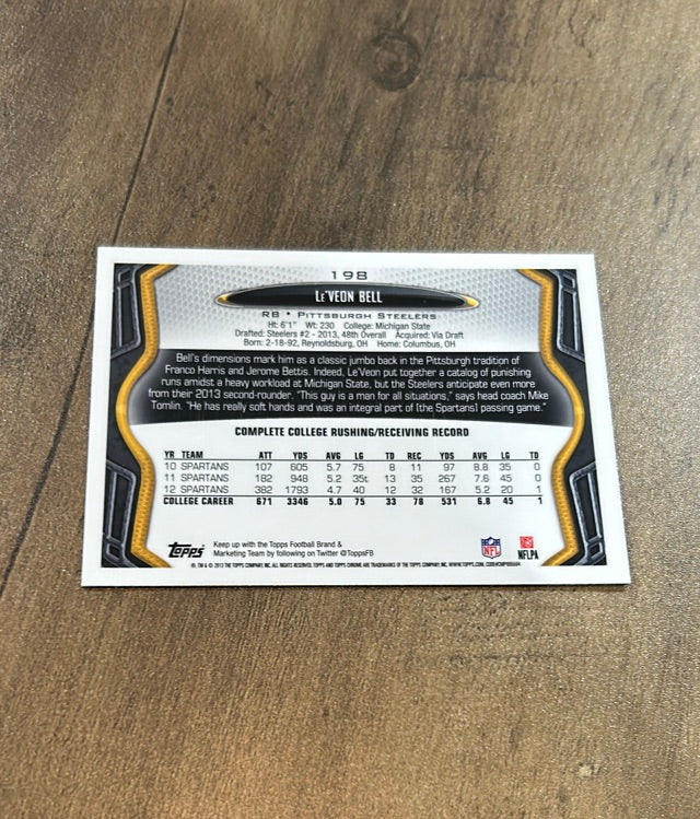 Le'Veon Bell 2013 Topps Chrome 198 trading card image rear