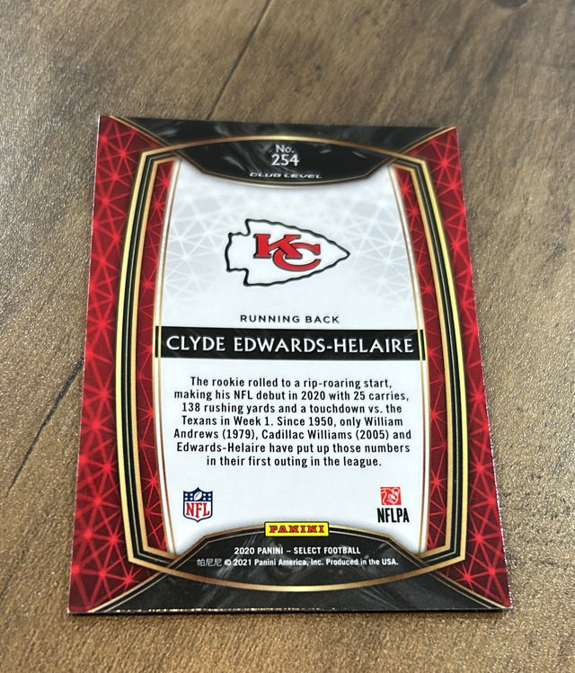 Clyde Edwards-Helaire 2020 Panini Select trading card image rear