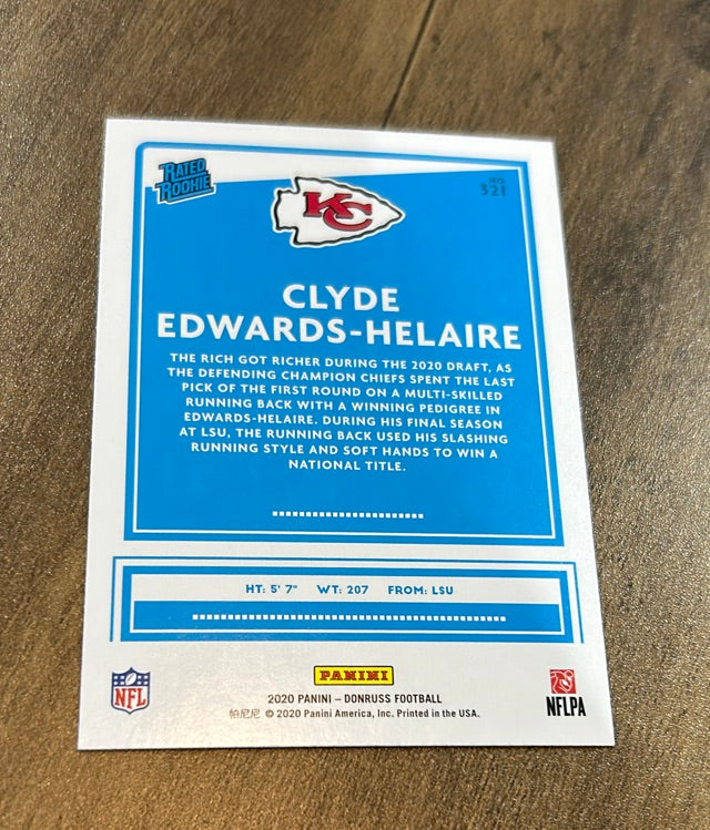 Clyde Edwards-Helaire 2020 Donruss 2020 Donruss 321 trading card image rear