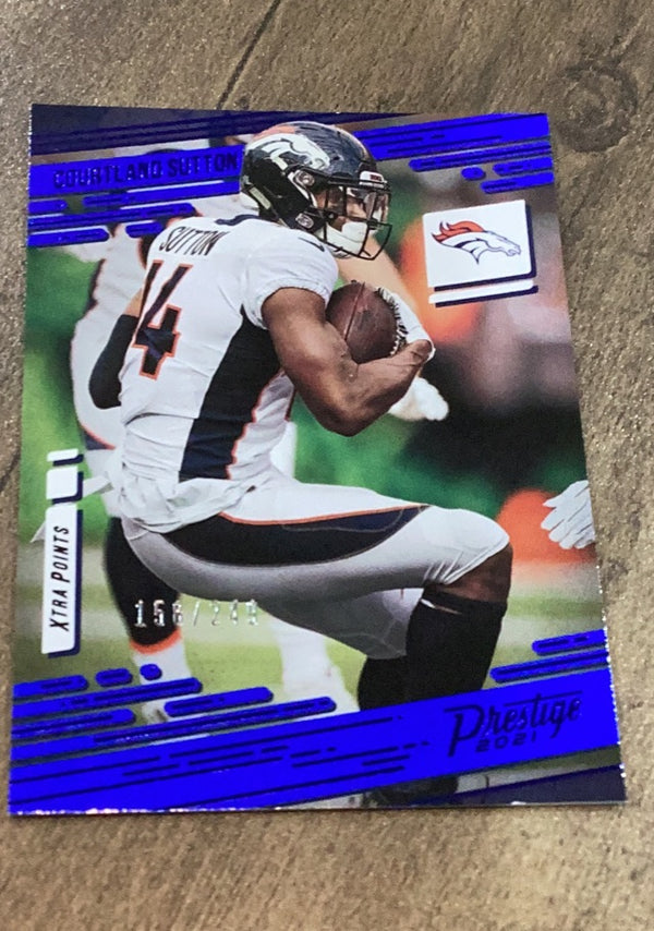 Courtland Sutton 2021 Panini Prestige Xtra Points Premium Blue trading card image front