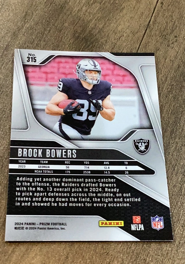 Brock Bowers 2024 Prizm Panini Prizm Back