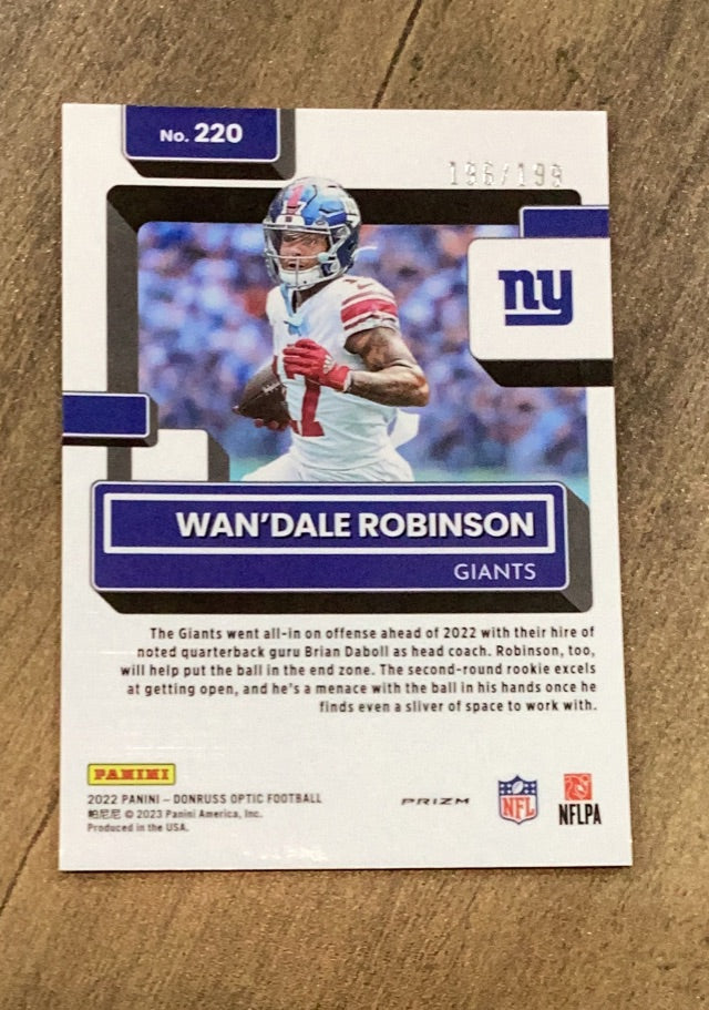 Wan'Dale Robinson 2022 Donruss Optic Orange trading card image rear