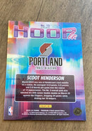 Scoot Henderson 2023-24 Hoops Premium Stock Hoopla Silver Prizm 13 trading card image rear