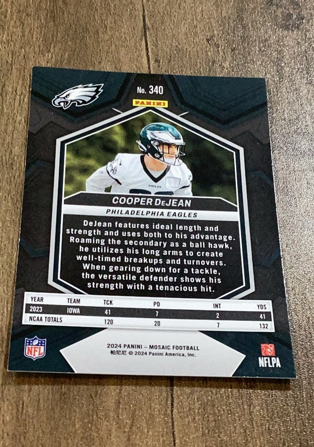 Cooper DeJean 2024 Panini Mosaic 340 trading card image rear