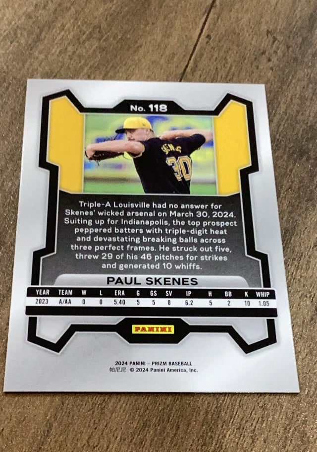 Paul Skenes Pittsburgh Pirates 2024 Panini Prizm Trading Card