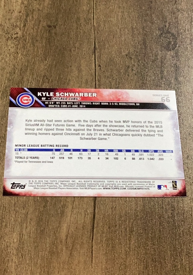 Kyle Schwarber 2016 Topps trading card Topps