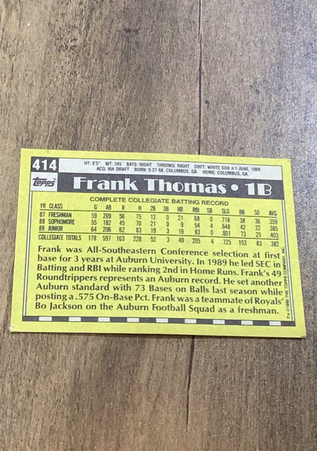 Frank Thomas 1990 Topps trading card Topps