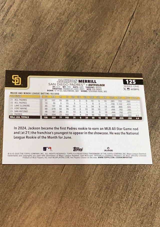 Jackson Merrill 2025 Topps trading card Topps