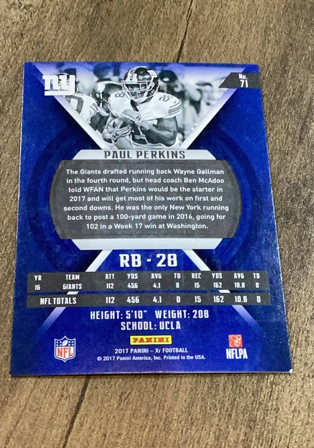 Paul Perkins 2017 Panini XR - Red trading card Panini