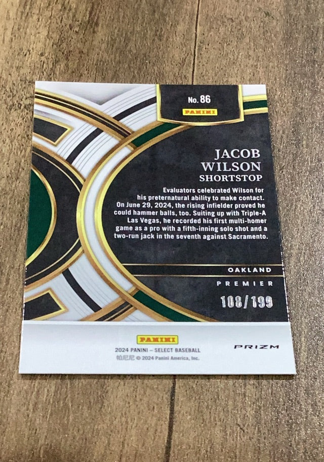 Jacob Wilson 2024 Panini Select - Blue Prizms trading card Prizm