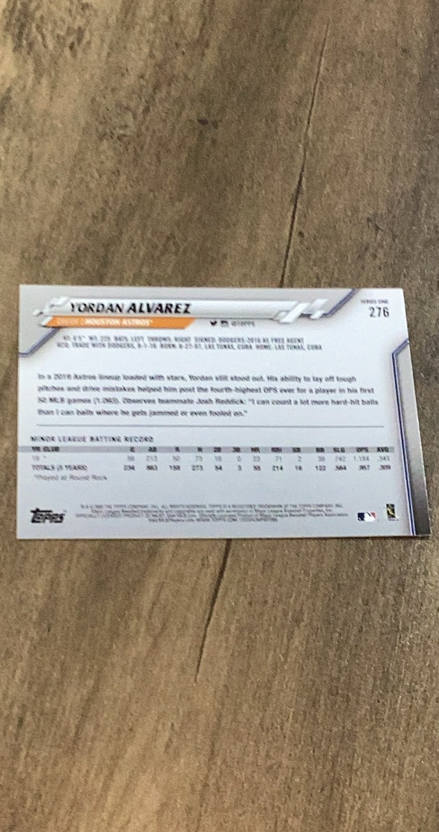 Yordan Alvarez 2020 Topps trading card Topps