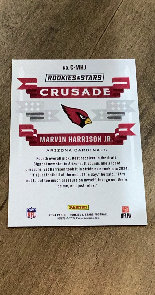 Marvin Harrison Jr. Panini 2024 Panini Rookies & Stars - Crusade Silver trading card Panini