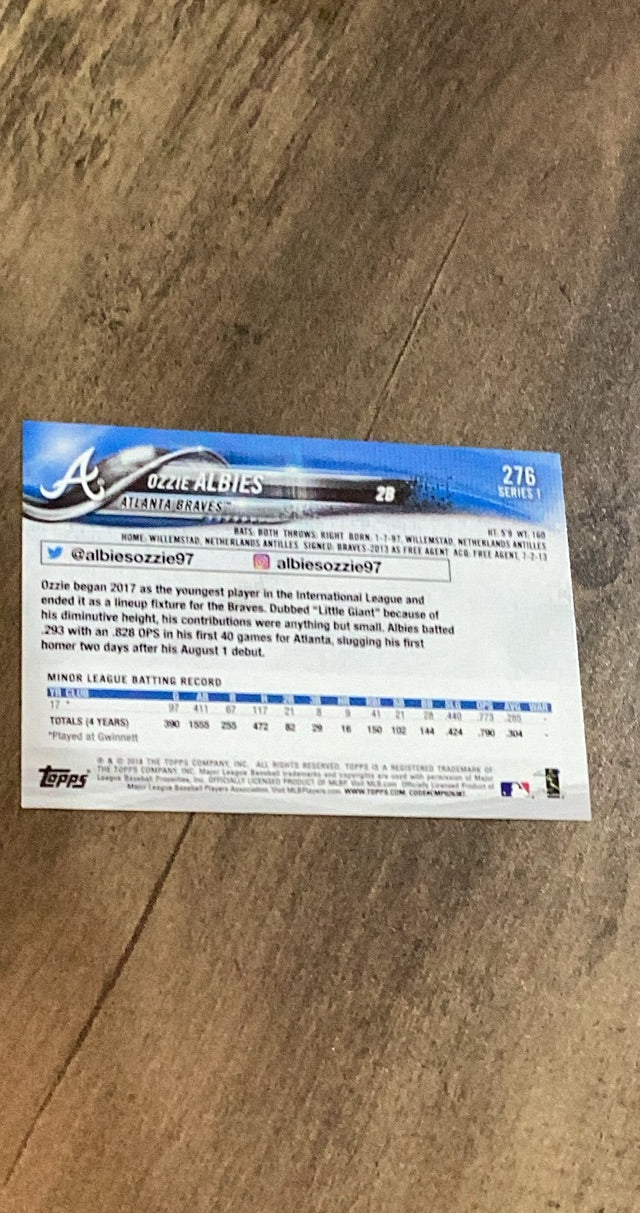 Ozzie Albies  Topps 2018 Topps RC trading card Topps