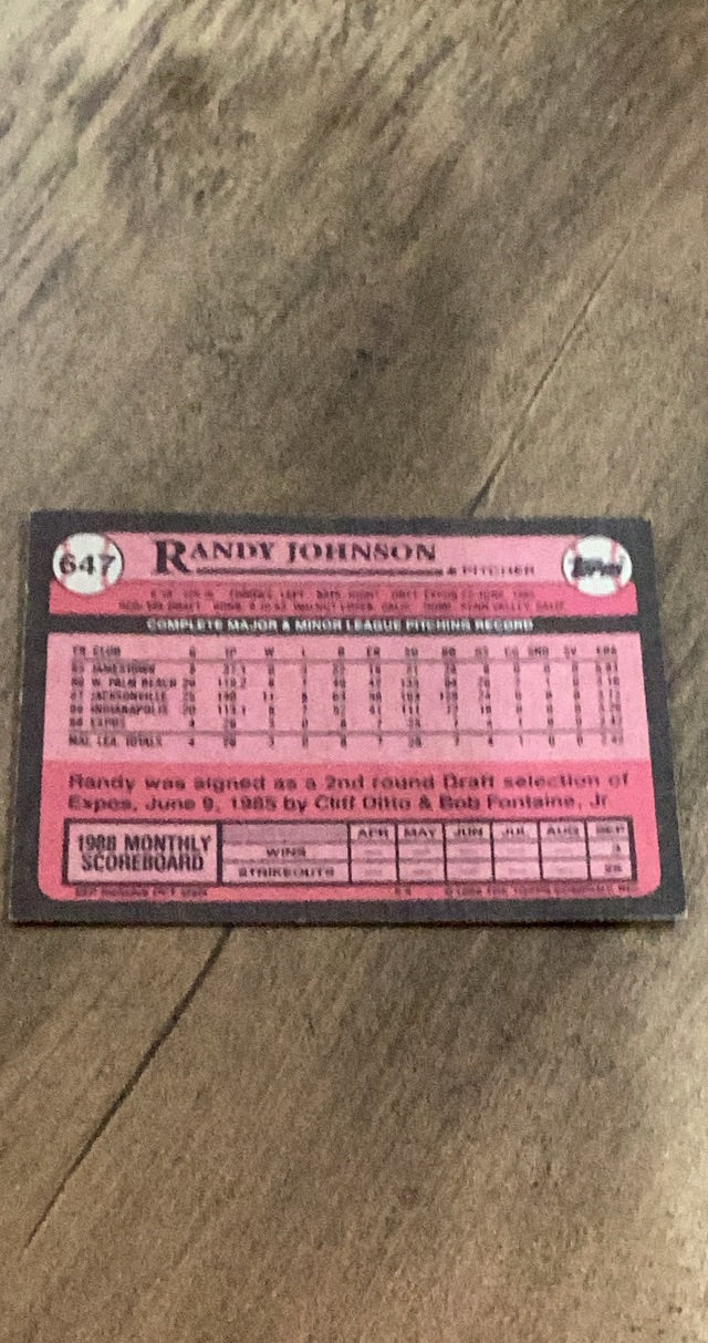 Randy Johnson 1989 Topps 1989 Topps RC trading card Topps
