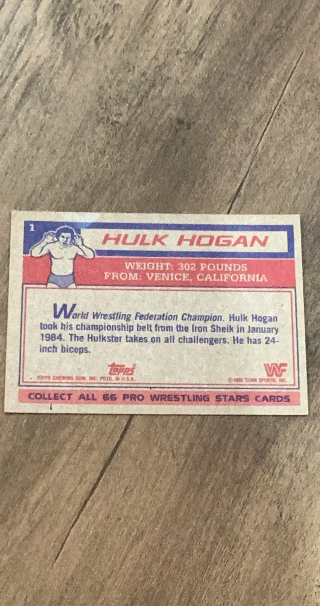 Hulk Hogan 1985 Topps WWF Pro Wrestling Stars trading card Topps