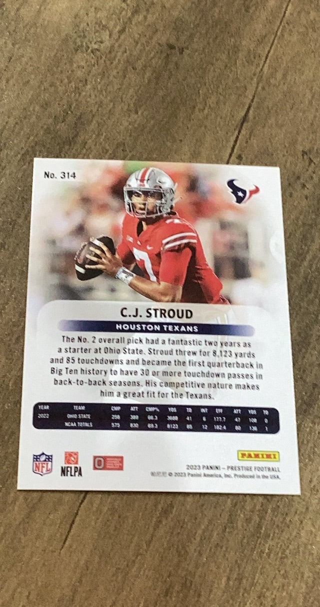 C.J. Stroud  Panini 2023 Panini Prestige RC trading card Panini