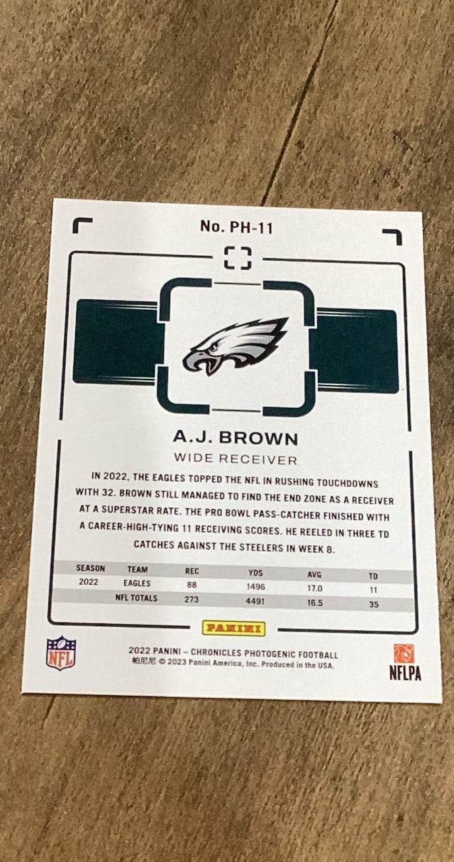 A.J. Brown 2022 Panini Chronicles Photogenic Pink trading card back