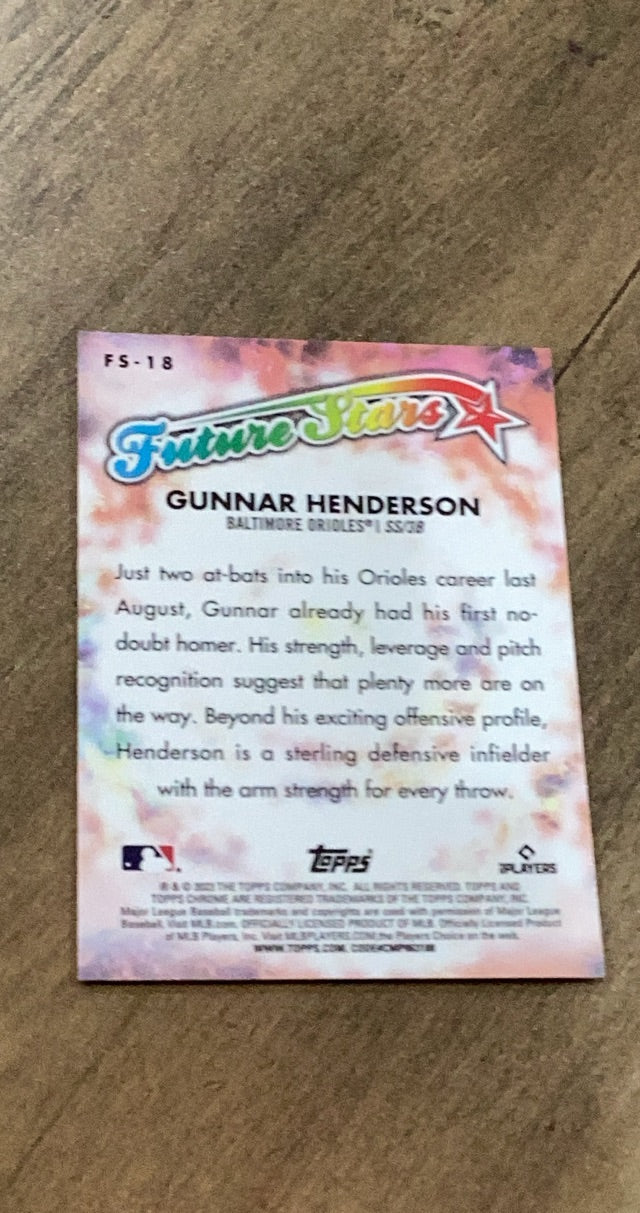 Gunnar Henderson 2023 Topps 2023 Topps Chrome - Future Stars trading card Topps