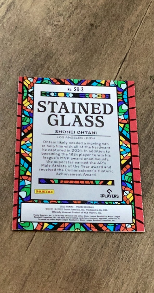 Shohei Ohtani 2022 Panini 2022 Panini Prizm - Stained Glass Green Prizm trading card Panini