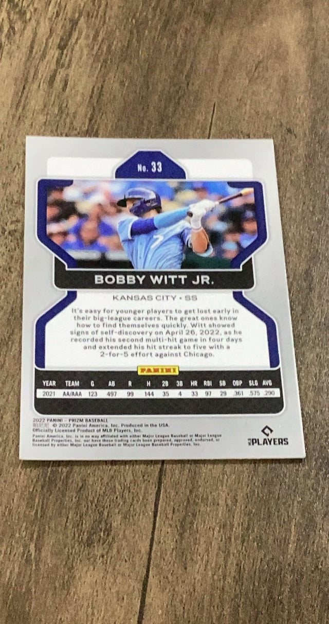 Bobby Witt Jr. 2022 Panini Prizm trading card Prizm