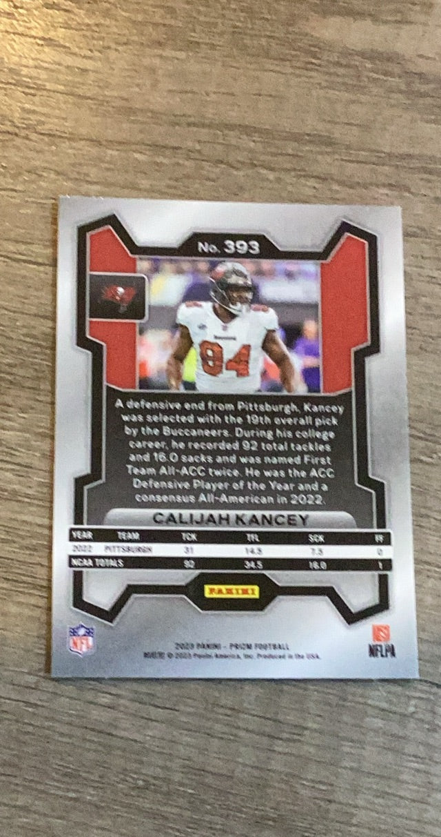 Calijah Kancey 2023 Panini Prizm trading card image rear